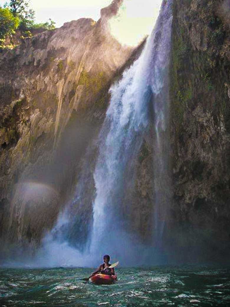 Donny doing his favorite thing. Kayaking under waterfalls. Here he is on the Micos River, Mexico.