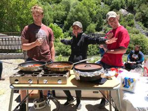 River guides serving guests lunch before a river trip on the Provo River, Provo Utah.