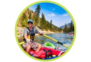 Pro Rafting Tour's CEO, Donny Hazard, rafting on the Provo River near Deer Creek Dam